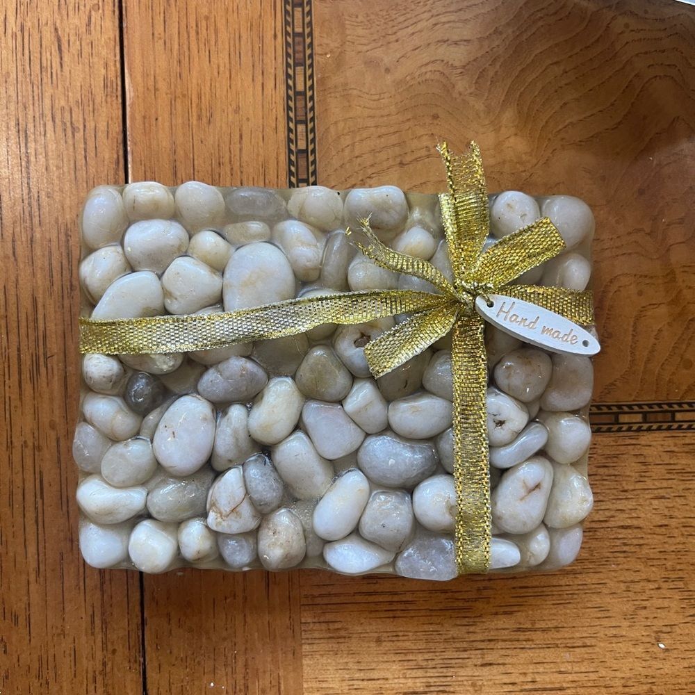 Hand made Pebble Stones Soap Dish in yellow cream